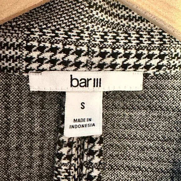Women's S BAR lll Plaid/Herringbone Blazer Black White Open Style - Picture 6 of 8